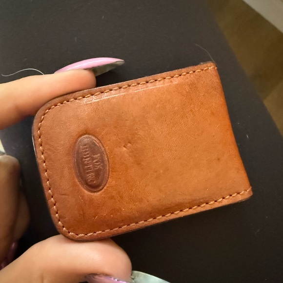 Classic Leather Money Clip & Card Holder - Tan